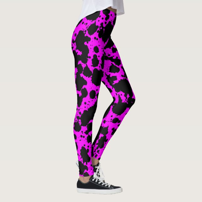 Legging Preto moderno e cor-de-rosa brilhante espalha engr (Direita)