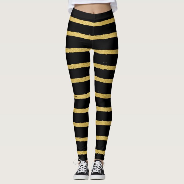 Legging Preto Moderno e Dourado Strike (Frente)
