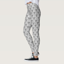 Legging Preto no damasco branco