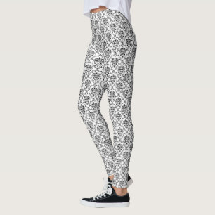 Legging Preto no damasco branco