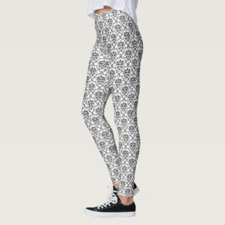 Legging Preto no damasco branco