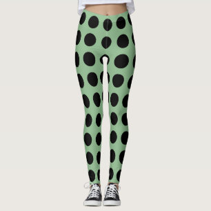 Legging Preto no Mar Negro, Grande Cavalo Verde. Bolinhas