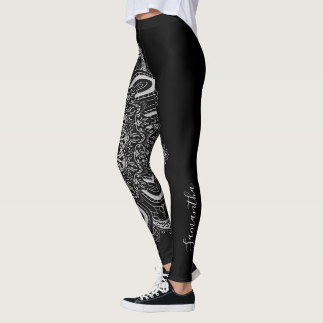Legging Preto prateado personalizado elegante (Esquerda)