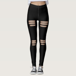 Legging Preto rasgado moderno falso