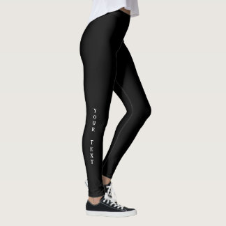 Legging Preto Sólido - Personalize o Texto ou Deixe em Bra