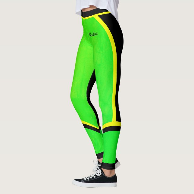 Legging Preto Verde Amarelo (seu nome) (Esquerda)