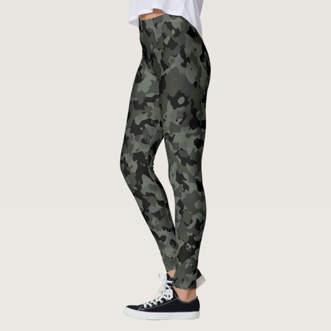Legging Preto verde militar de Camo da camuflagem grande (Esquerda)