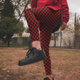 Legging Preto Vermelho Brilhante Cheque Calças de Natal