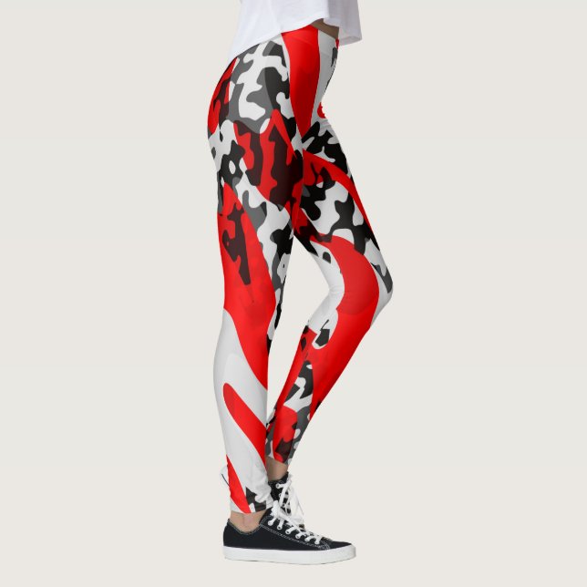 Legging Preto Vermelho e Branco (Direita)