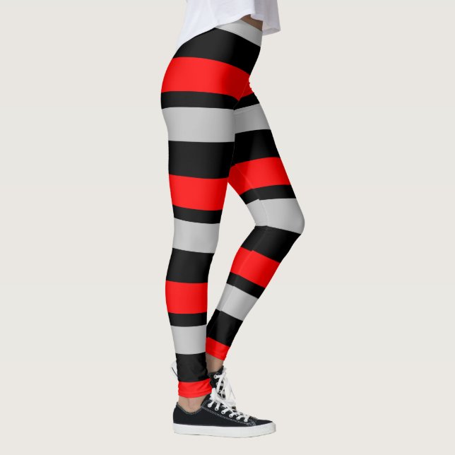 Legging Preto Vermelho e Prata Horizontal (Direita)