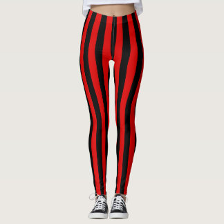 Legging Preto Vermelho Vertical Grande Estirpe Mulheres Se