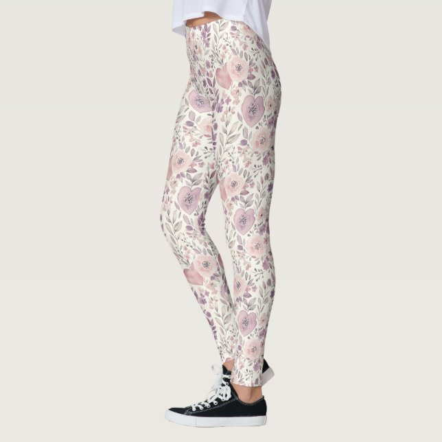 Legging Pretty Lavender Purple Blush Pink Flowers (Esquerda)