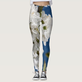 Legging Primavera de ramos de flor branca
