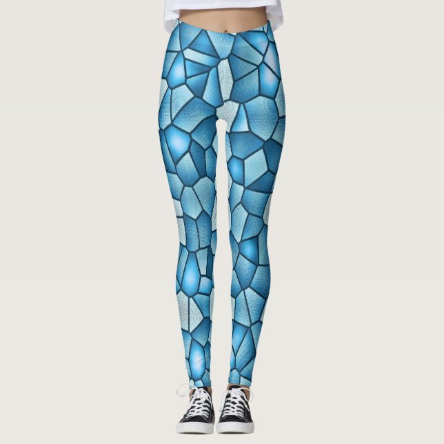 Legging Primavera e Verão de Vidro Estreito Azul (Frente)