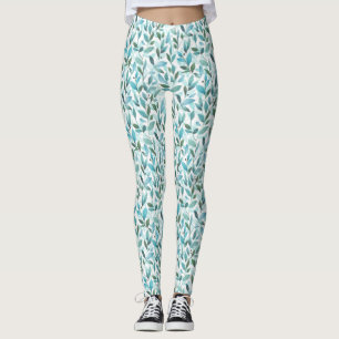 Legging Primavera. Padrão floral de aquarela