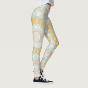 Legging Primavera Peach e Design Mandala amarela