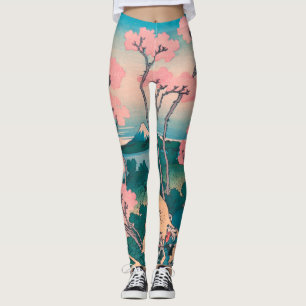 Legging Primavera piquenique sob flores de cerejeira Monte