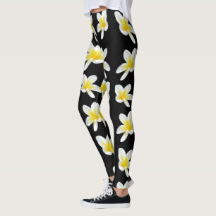 Legging Primavera Serenade: Frangipanis Amarelos A Preto,