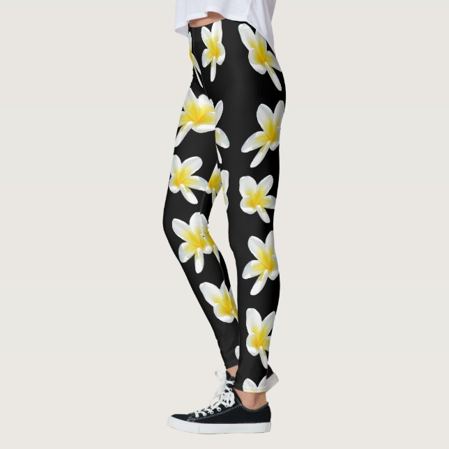 Legging Primavera Serenade: Frangipanis Amarelos A Preto, (Esquerda)
