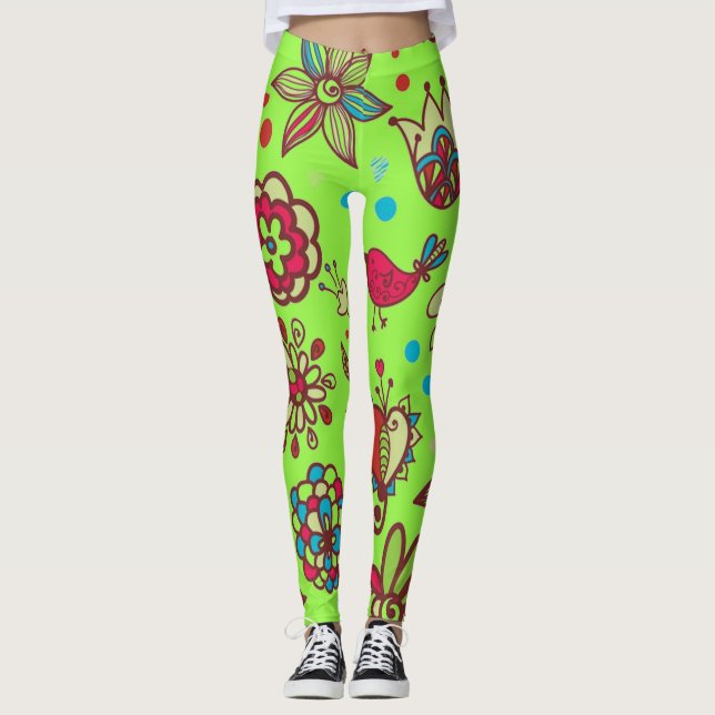 Legging Primavera verde limão (Frente)