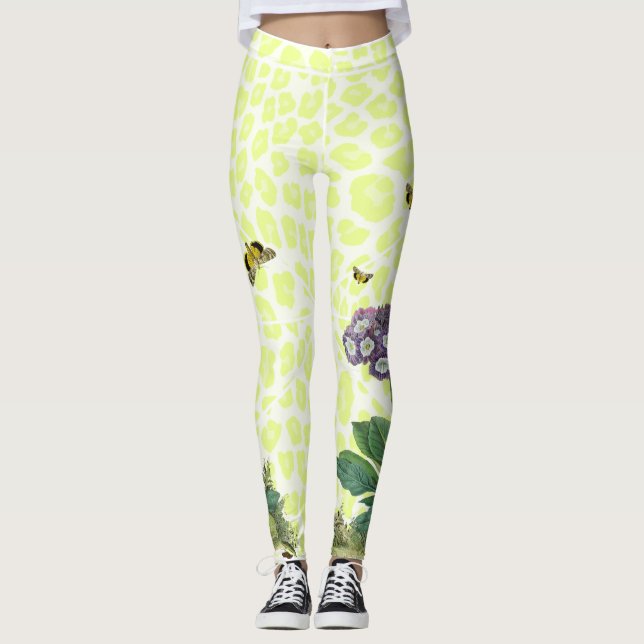 Legging Primula da lavanda em caneleiras da chita de Apple (Frente)