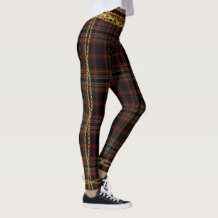 Legging Princesa Dourada Black Red Xadrez Tartan