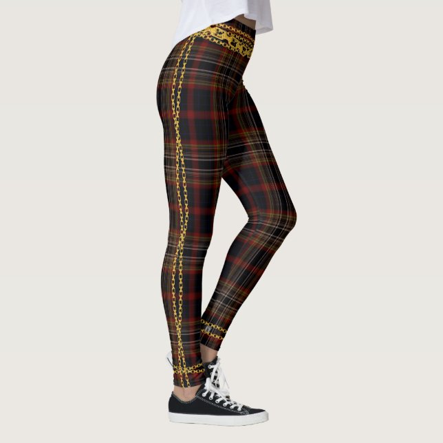 Legging Princesa Dourada Black Red Xadrez Tartan (Direita)