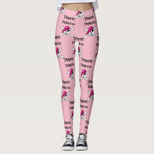 Legging Princesa Pirata com Caveira Rosa (Frente)