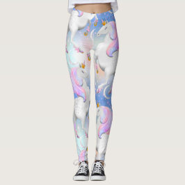 Legging Princesa Unicórnio Rosa e Azul Noite