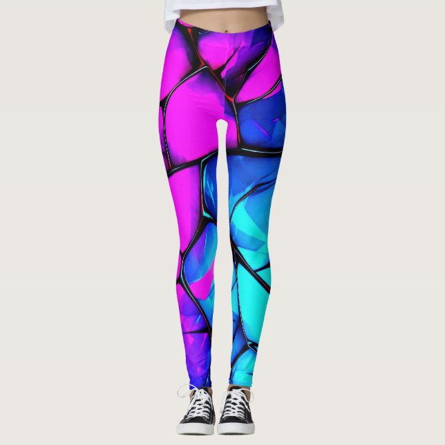 Legging Prismo estilhaçado: Pernas vívidas de Abstrato (Frente)