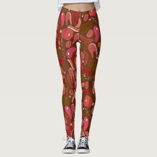 Legging produtos à base de carne desenhados à mão
