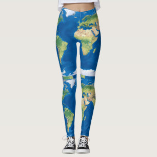 Legging Projeção de Mapa do Mundo Artístico