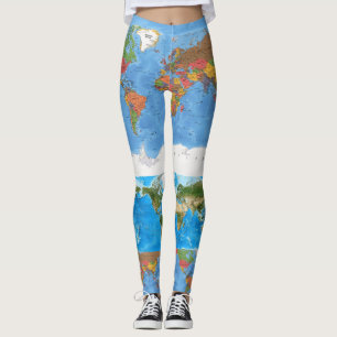 Legging Projeção de Mapa do Mundo Artístico