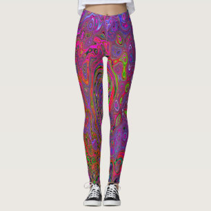 Legging Psicodélica Groovy Magenta Retro Líquido