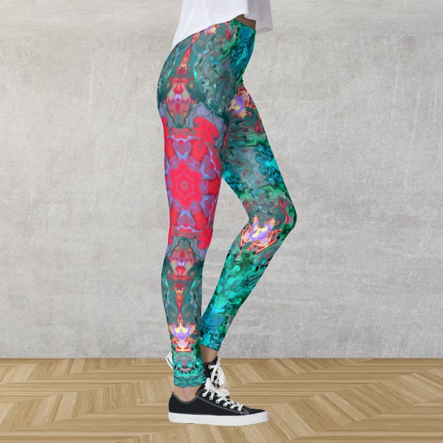Legging Psicodélica, Teal Rosa e Azul (Criador carregado)