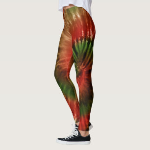Legging Psicodélica Vermelha Verde e Dourada, Natal