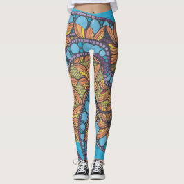 Legging Psicodélico, arte de rabisco, boho, design abstrat