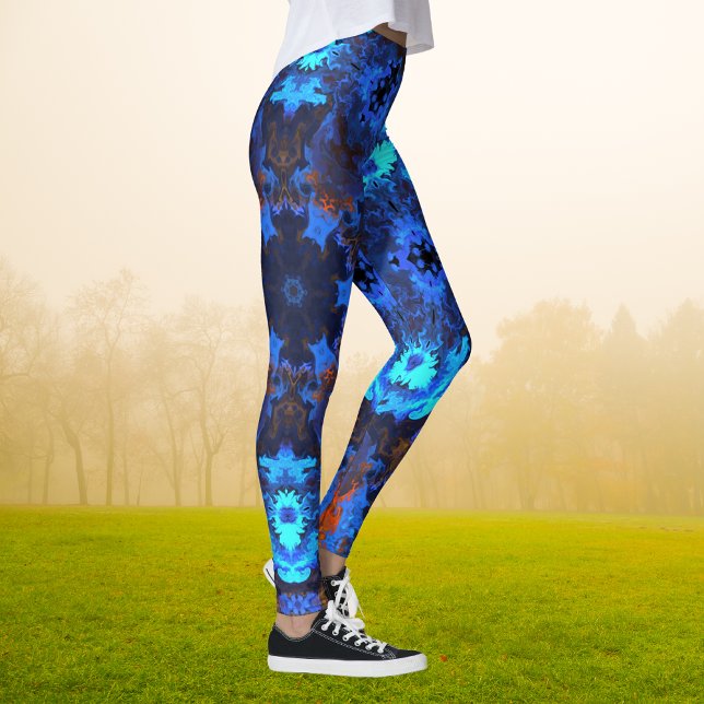 Legging Psicodélico Azul Hippie e Laranja (Criador carregado)