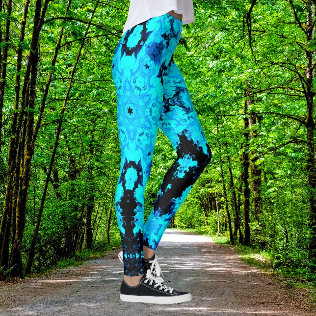 Legging Psicodélico Azul Hippie e Preto (Criador carregado)