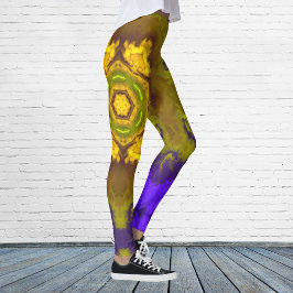 Legging Psicodélico Flor Mandala, Púrpura e Amarelo