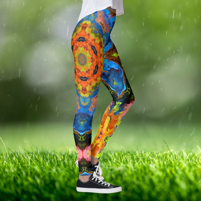 Legging Psicodélico Hippie Laranja Azul e Verde (Criador carregado)