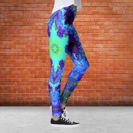 Legging Psicodélico Mandala Flor Azul Verde e Roxo