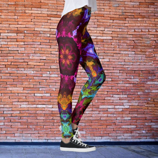Legging Psicodélico Mandala Flor Púrpura Laranja e Verde (Criador carregado)