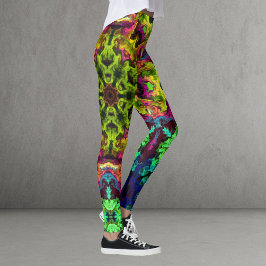 Legging Psicodélico Mandala Flor Verde Azul e Roxo