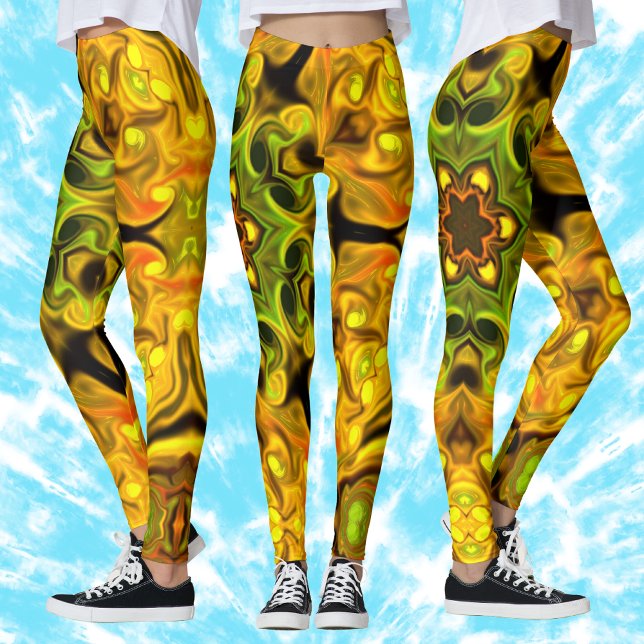 Legging Psicodélico Mandala Flor Verde e Amarelo (Criador carregado)