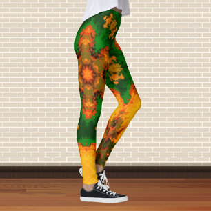 Legging Psicodélico Mandala Flor Verde Laranja e Amarelo