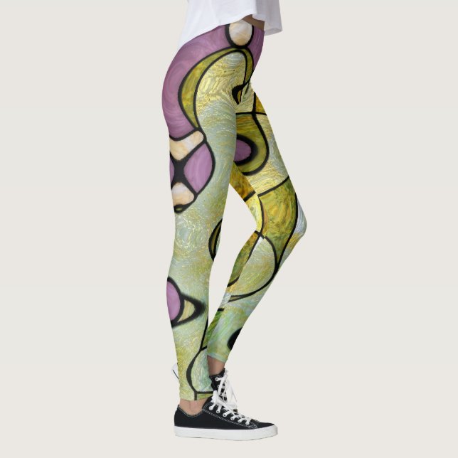Legging Psicodélico para padrões de meditação com roxo mod (Direita)