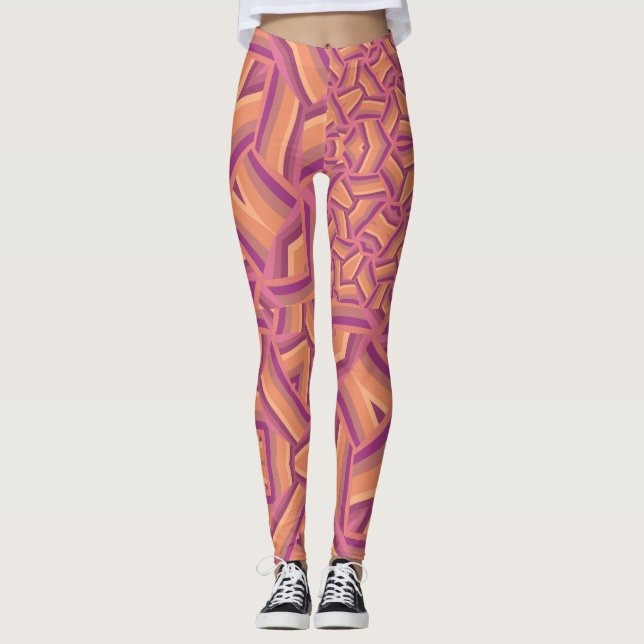 Legging Psychedelic Starburst Pattern – Groovy Pink & Oran (Frente)