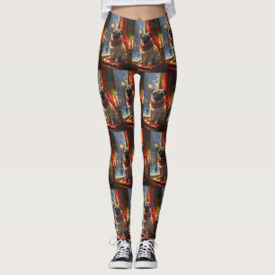 Legging Pug com Férias das Luzes de Natal