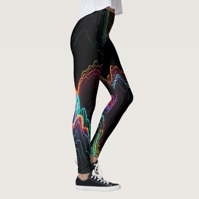 Legging Pulso Elétrico: Sinfonia de Frequências Neon (Direita)